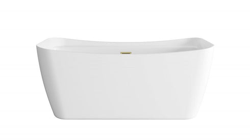 Elegant Lighting Harrieta 59 inch Soaking Bathtub in Glossy White with Brushed Gold Trim Model: BT10459GW-BGD