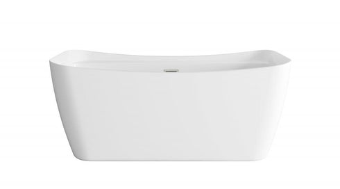 Elegant Lighting Harrieta 59 inch Soaking Bathtub in Glossy White with Brushed Gold Trim Model: BT10459GW-BGD