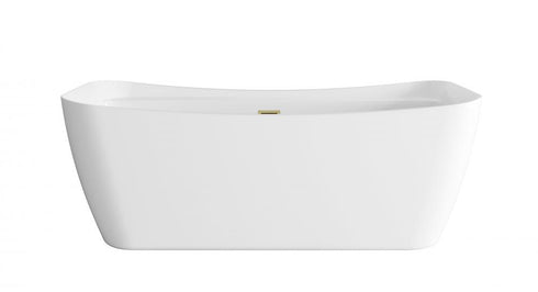 Elegant Lighting Harrieta 67 inch Soaking Bathtub in Glossy White with Brushed Gold Trim Model: BT10467GW-BGD