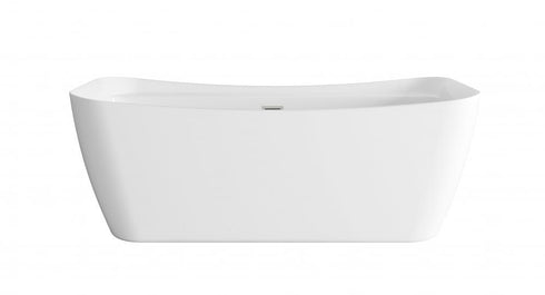 Elegant Lighting Harrieta 67 inch Soaking Bathtub in Glossy White with Brushed Gold Trim Model: BT10467GW-BGD