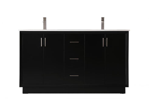 Elegant Lighting Hayes 60 Inch Double Bathroom Vanity in Black Model: VF19660DBK