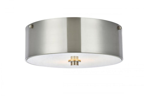 Elegant Lighting Hazen 2 light 12 inch Burnished Nickel flush mount in Burnished Nickel and White Finish Model: LD6025