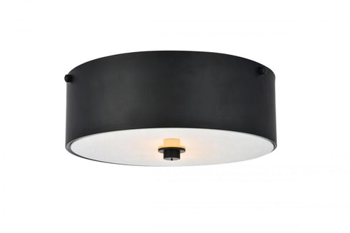 Elegant Lighting Hazen 2 light 12 inch Flat Black flush mount in Flat Black and White Finish Model: LD6024