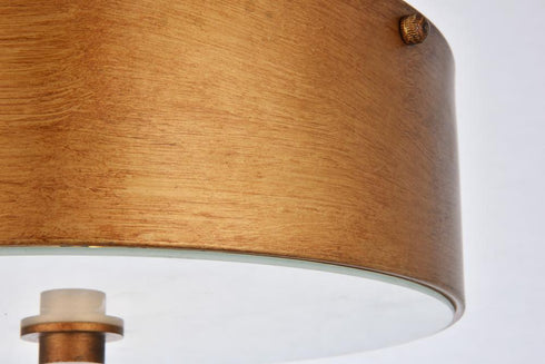 Elegant Lighting Hazen 2 light 12 inch Vintage Gold flush mount in Vintage Gold and White Finish Model: LD6022