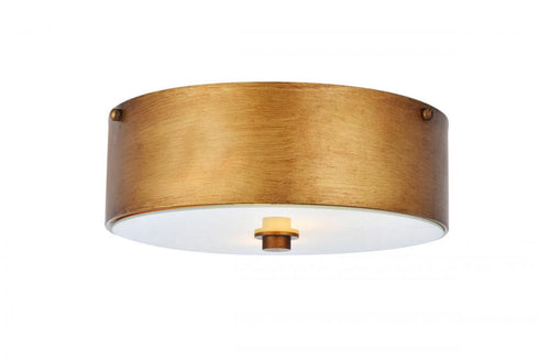 Elegant Lighting Hazen 2 light 12 inch Vintage Gold flush mount in Vintage Gold and White Finish Model: LD6022