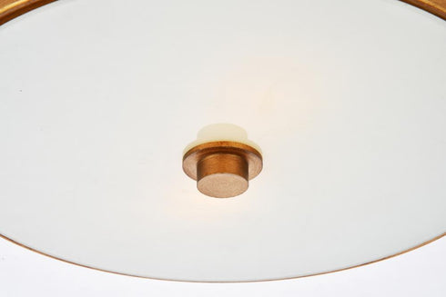 Elegant Lighting Hazen 2 light 12 inch Vintage Gold flush mount in Vintage Gold and White Finish Model: LD6022