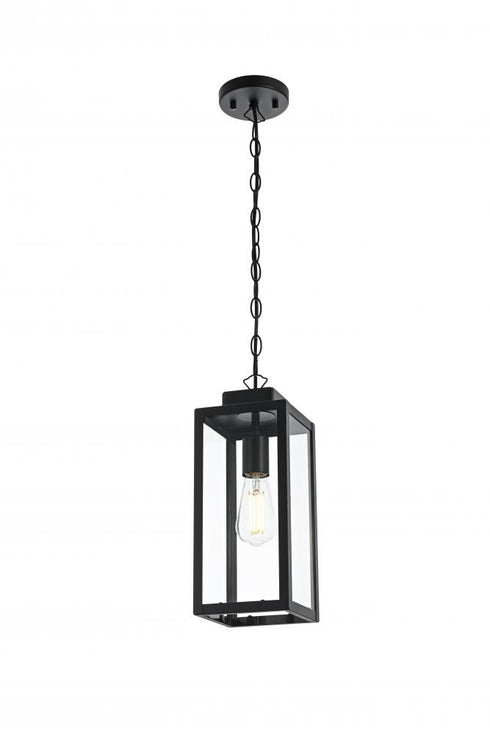 Elegant Lighting Hilton 7 inch Outdoor Pendant in Black Model: OD330H15BK