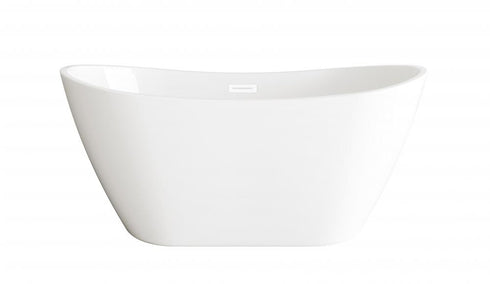 Elegant Lighting Ines 59 inch Soaking Bathtub in Glossy White with Brushed Gold Trim Model: BT10354GW-BGD