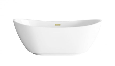 Elegant Lighting Ines 67 inch Soaking Bathtub in Glossy White with Brushed Gold Trim Model: BT10367GW-BGD