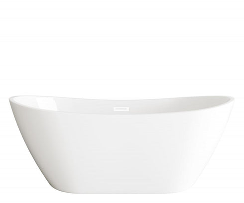 Elegant Lighting Ines 72 inch Soaking Bathtub in Glossy White with Brushed Gold Trim Model: BT10372GW-BGD