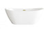Elegant Lighting Ines 72 inch Soaking Bathtub in Glossy White with Brushed Gold Trim Model: BT10372GW-BGD