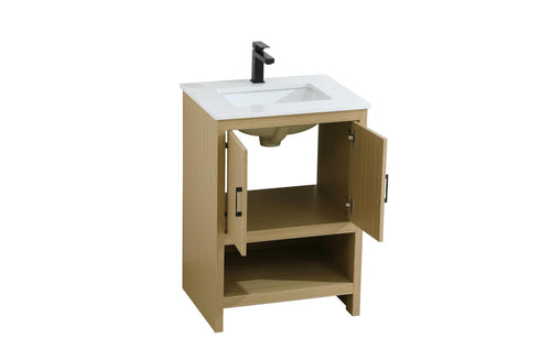 Elegant Lighting Ira Vanity Cabinet 2Dr W24 Inch xD19 Inch xH34 Inch in Honey Brown Model: VF25224MHB