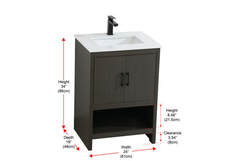 Elegant Lighting Ira Vanity Cabinet 2Dr W24 Inch xD19 Inch xH34 Inch in Mocha Brown Model: VF25224MMB