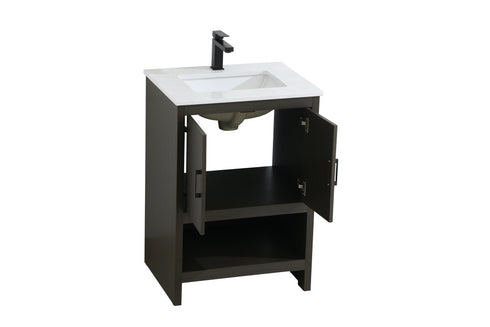 Elegant Lighting Ira Vanity Cabinet 2Dr W24 Inch xD19 Inch xH34 Inch in Mocha Brown Model: VF25224MMB