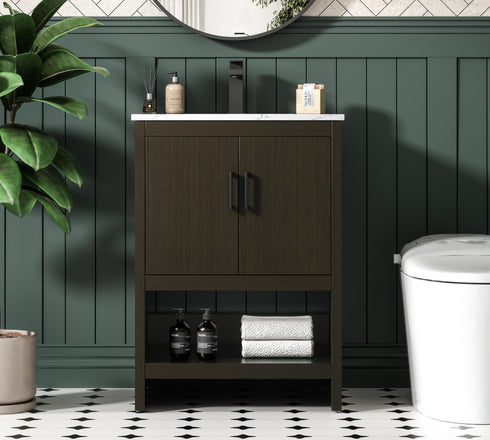 Elegant Lighting Ira Vanity Cabinet 2Dr W24 Inch xD19 Inch xH34 Inch in Mocha Brown Model: VF25224MMB