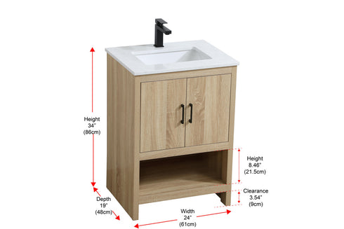 Elegant Lighting Ira Vanity Cabinet 2Dr W24 Inch xD19 Inch xH34 Inch MW in Mango Wood Finish Model: VF25224MW