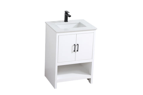 Elegant Lighting Ira Vanity Cabinet 2Dr W24 Inch xD19 Inch xH34 Inch WH in White Finish Model: VF25224MWH