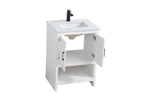Elegant Lighting Ira Vanity Cabinet 2Dr W24 Inch xD19 Inch xH34 Inch WH in White Finish Model: VF25224MWH