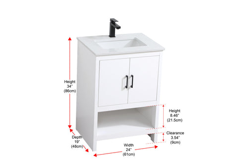 Elegant Lighting Ira Vanity Cabinet 2Dr W24 Inch xD19 Inch xH34 Inch WH in White Finish Model: VF25224MWH