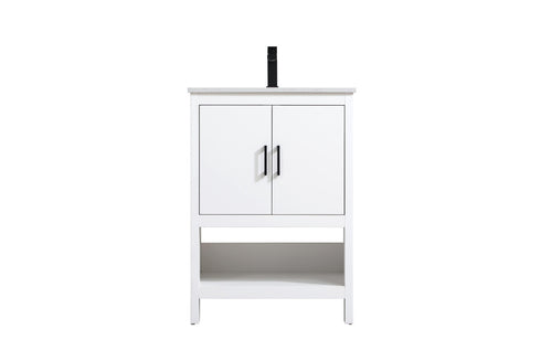 Elegant Lighting Ira Vanity Cabinet 2Dr W24 Inch xD19 Inch xH34 Inch WH in White Finish Model: VF25224MWH