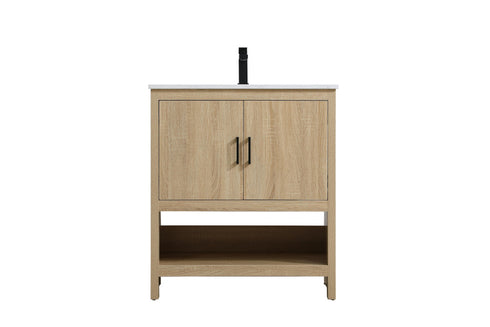 Elegant Lighting Ira Vanity Cabinet 2Dr W30 Inch x D19 Inch x H34 Inch MW in Mango Wood Finish Model: VF25230MW