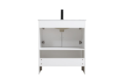Elegant Lighting Ira Vanity Cabinet 2Dr W30 Inch x D19 Inch x H34 Inch WH in White Finish Model: VF25230MWH