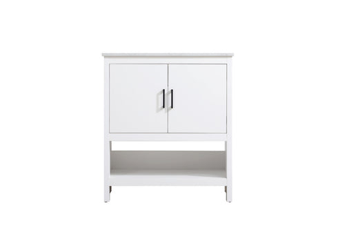Elegant Lighting Ira Vanity Cabinet 2Dr W30 Inch x D19 Inch x H34 Inch WH in White Finish Model: VF25230MWH