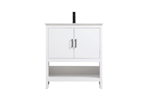 Elegant Lighting Ira Vanity Cabinet 2Dr W30 Inch x D19 Inch x H34 Inch WH in White Finish Model: VF25230MWH