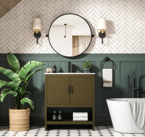Elegant Lighting Ira Vanity Cabinet 2Dr W30 Inch xD19 Inch xH34 Inch in Chestnut Brown Model: VF25230MCB