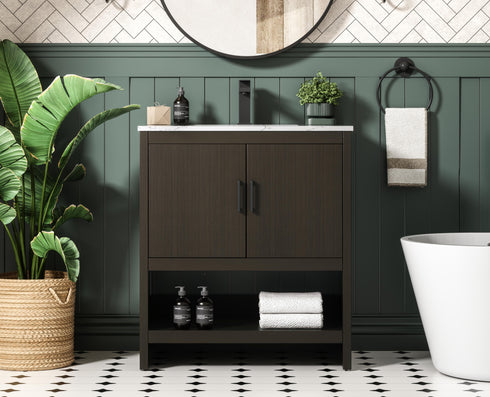 Elegant Lighting Ira Vanity Cabinet 2Dr W30 Inch xD19 Inch xH34 Inch in Mocha Brown Model: VF25230MMB