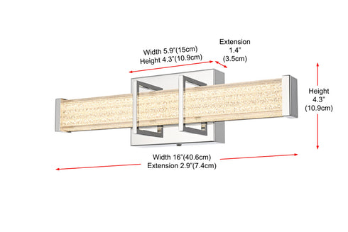 Elegant Lighting Ivaan 1 Light Wall Sconce L16 Inch E4.5 Inch H4.3 Inch LED 8 Watt 3CCT in Chrome Model: LD302W16C