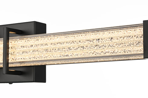 Elegant Lighting Ivaan 1 Light Wall Sconce L24 Inch E4.5 Inch H4.3 Inch LED 14 Watt 3CCT in Black Model: LD302W24BK