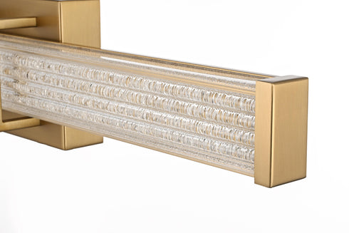 Elegant Lighting Ivaan 1 Light Wall Sconce L24 Inch E4.5 Inch H4.3 Inch LED 14 Watt 3CCT in Satin Gold Model: LD302W24SG