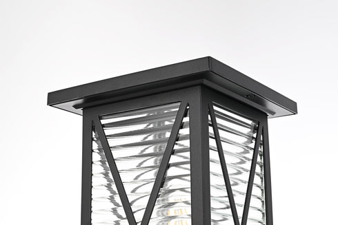 Elegant Lighting Jada 16 inch Outdoor Post light in Black in Black and Clear Finish Model: OD607P16BK