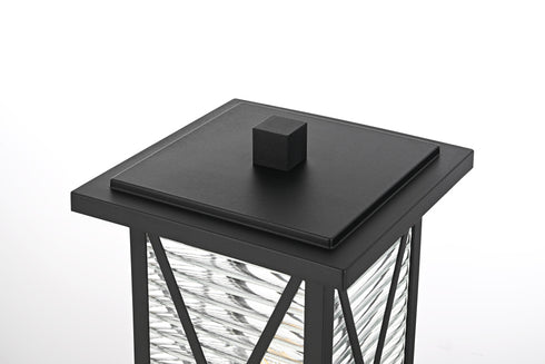 Elegant Lighting Jada 16 inch Outdoor Post light in Black in Black and Clear Finish Model: OD607P16BK
