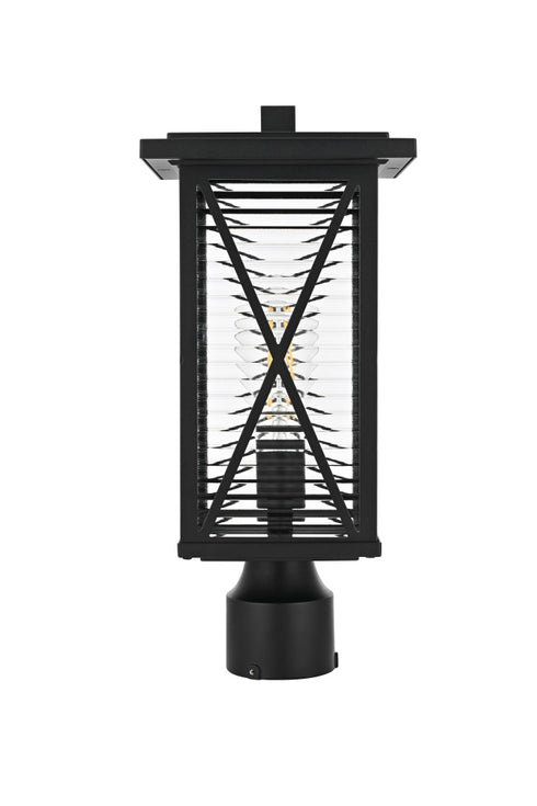 Elegant Lighting Jada 16 inch Outdoor Post light in Black in Black and Clear Finish Model: OD607P16BK