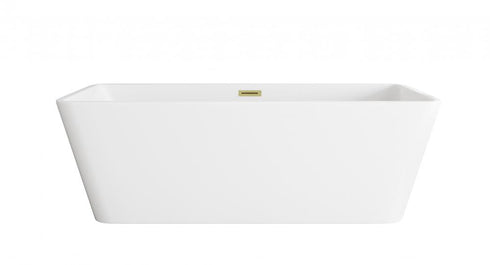 Elegant Lighting Jamison 67 inch Bathtub in Glossy White with Brushed Gold Trim Model: BT30667GW-BGD