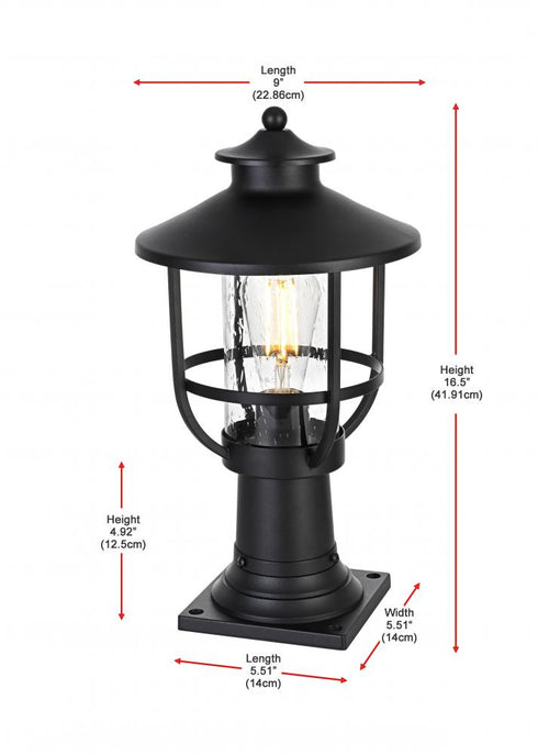 Elegant Lighting Janney 7 inch Outdoor Pendant in Black Model: OD314P17BK