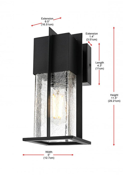 Elegant Lighting Janney 7 inch Outdoor Pendant in Black Model: OD340W12BK