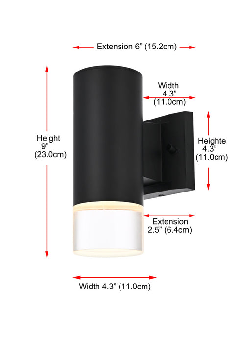 Elegant Lighting Jase 1 Light Wall Sconce W5 Inch xH9 Inch xE6 Inch in Black Model: OD810W9BK