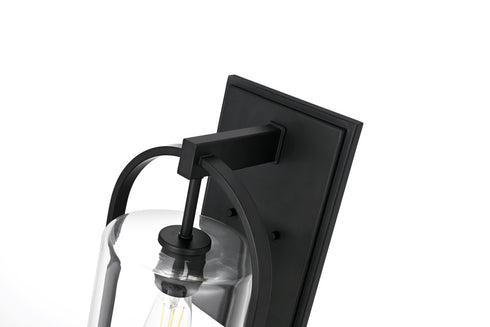 Elegant Lighting Jaxson 1 Light Wall Sconce W10 Inch xH24 Inch xE10 Inch in Black Model: OD811W24BK