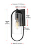 Elegant Lighting Jaxson 1 Light Wall Sconce W6 Inch xH15 Inch xE6 Inch in Black Model: OD811W15BK