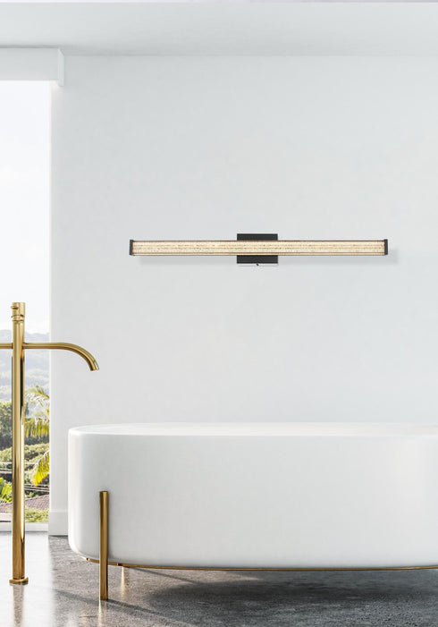 Elegant Lighting Jaxx 1 Light Wall Sconce L36 Inch E4.5 Inch H4.3 Inch LED 24 Watt 3CCT in Black Model: LD303W36BK