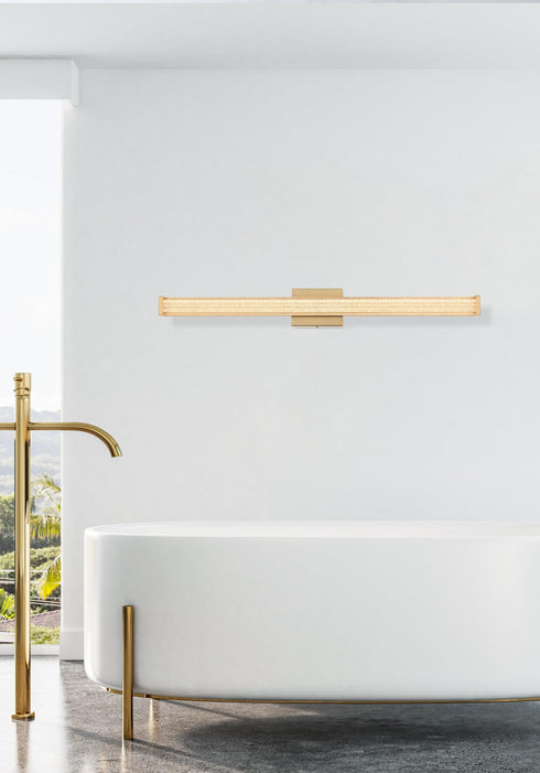 Elegant Lighting Jaxx 1 Light Wall Sconce L36 Inch E4.5 Inch H4.3 Inch LED 24 Watt 3CCT in Satin Gold Model: LD303W36SG