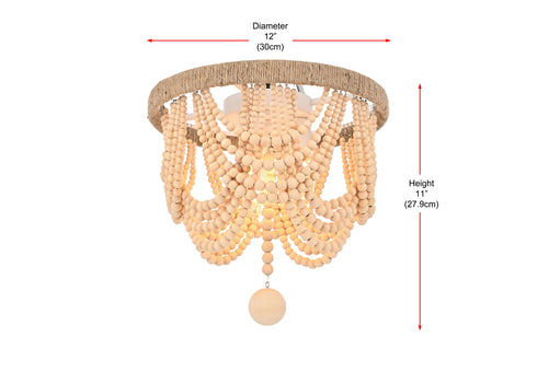 Elegant Lighting Jolie 3 Light Flush Mount D12 Inch H14 Inch in Beige Model: LD306F12BG