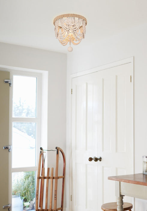 Elegant Lighting Jolie 3 Light Flush Mount D12 Inch H14 Inch White in Antique white Finish Model: LD306F12WH