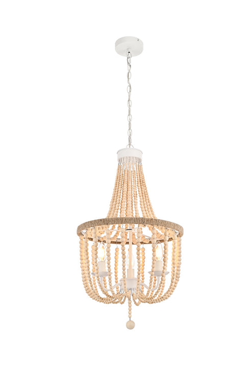 Elegant Lighting Jolie 3 Light Pendant D16 Inch H47 Inch in Beige Model: LD306D16BG
