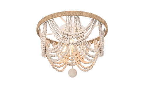 Elegant Lighting Jolie 4 Light Flush Mount D16 Inch H14 Inch White in Antique white Finish Model: LD306F16WH