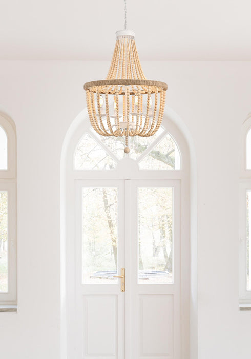 Elegant Lighting Jolie 4 Light Pendant D20 Inch H47 Inch in Beige Model: LD306D20BG