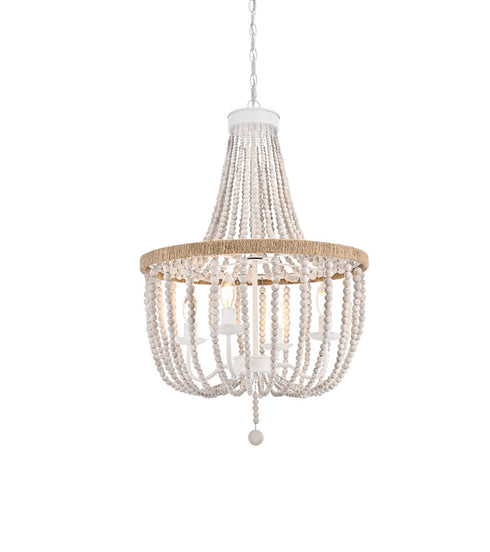 Elegant Lighting Jolie 4 Light Pendant D20 Inch H47 Inch White in Antique white Finish Model: LD306D20WH